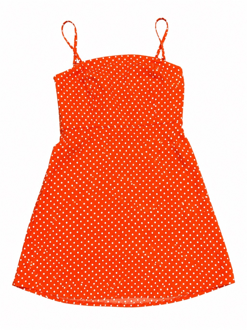 Orange Polka Dot Mini Dress Spaghetti Straps – Size M